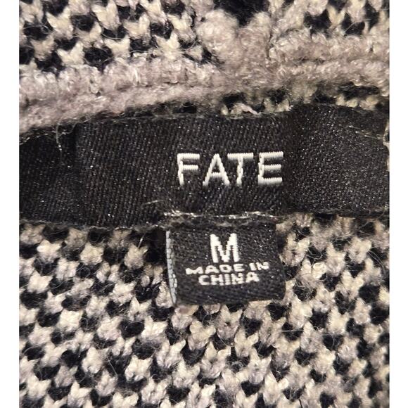 Anthropologie FATE Hooded Open Animal Print Cardigan Gray Black Medium Pockets - Picture 6 of 9
